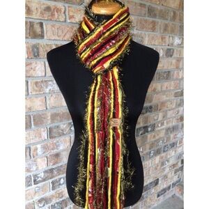FSU Scarf Handmade Florida State Seminoles Yarn Garnet Gold Black Eyelash Thick